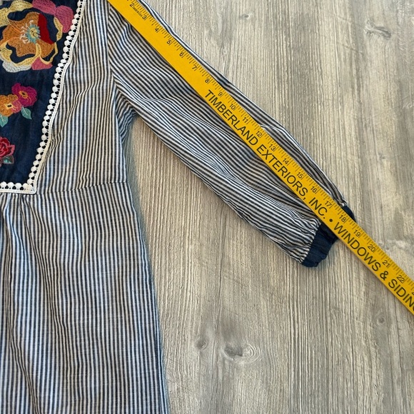 Angel Heart Embroidered Striped Dress Lined Women’s Medium Bohemian Gypsy Floral - Picture 13 of 13